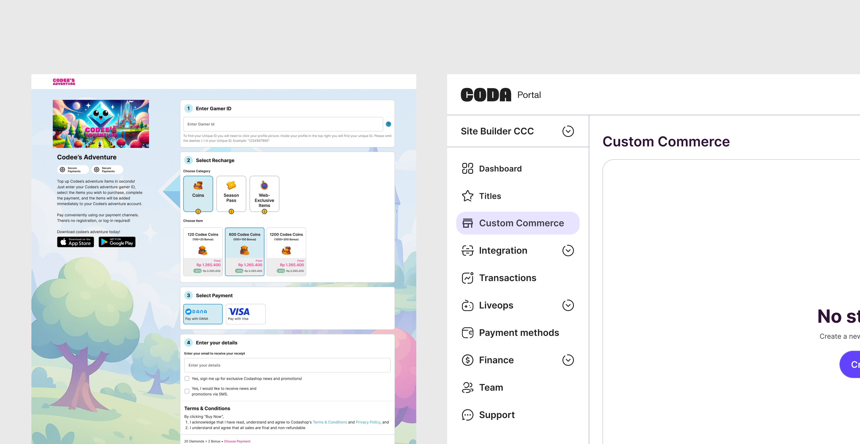 Internal store-builder MVP interface
