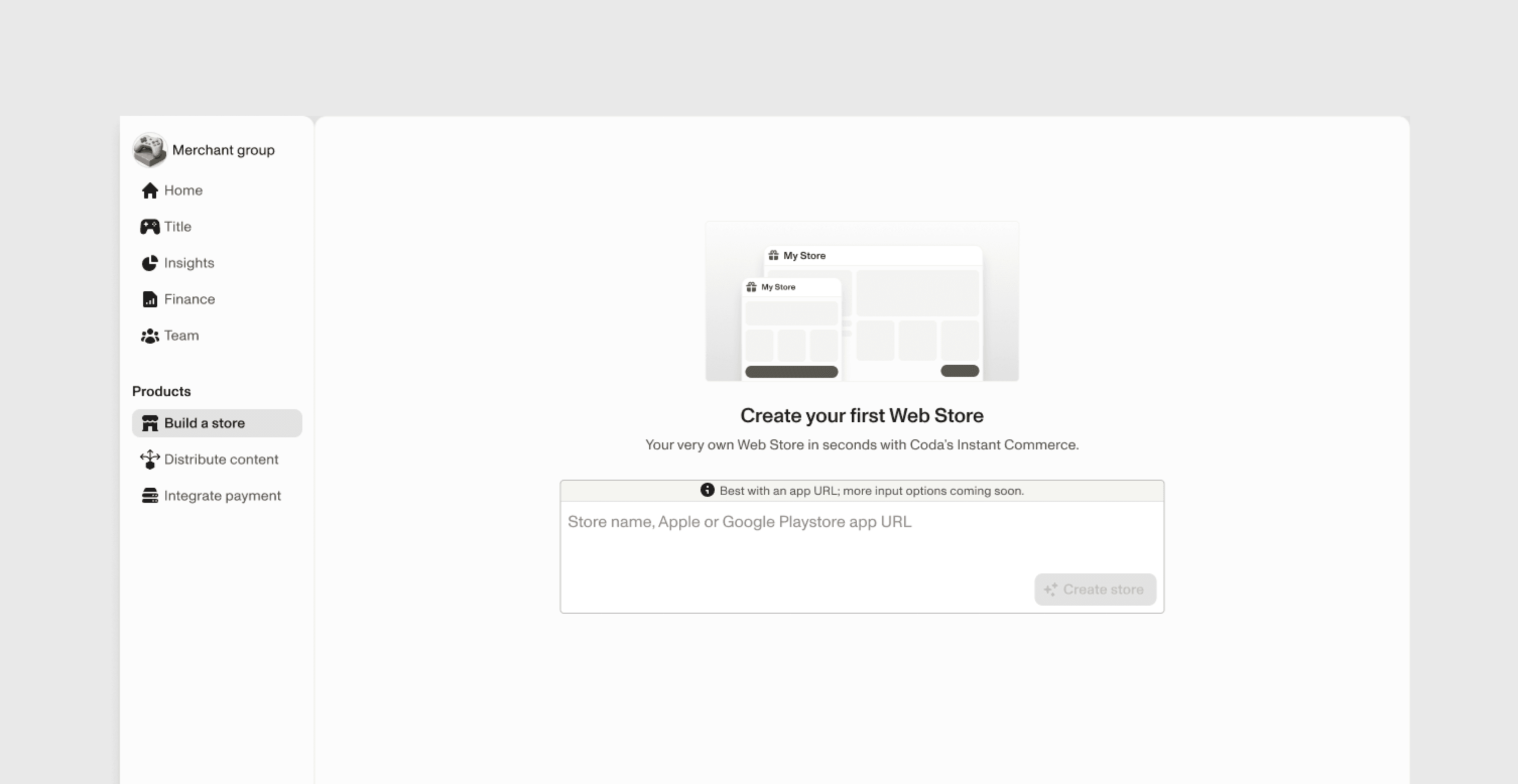 Option 3 concept: generating a storefront with AI inside Publisher Portal