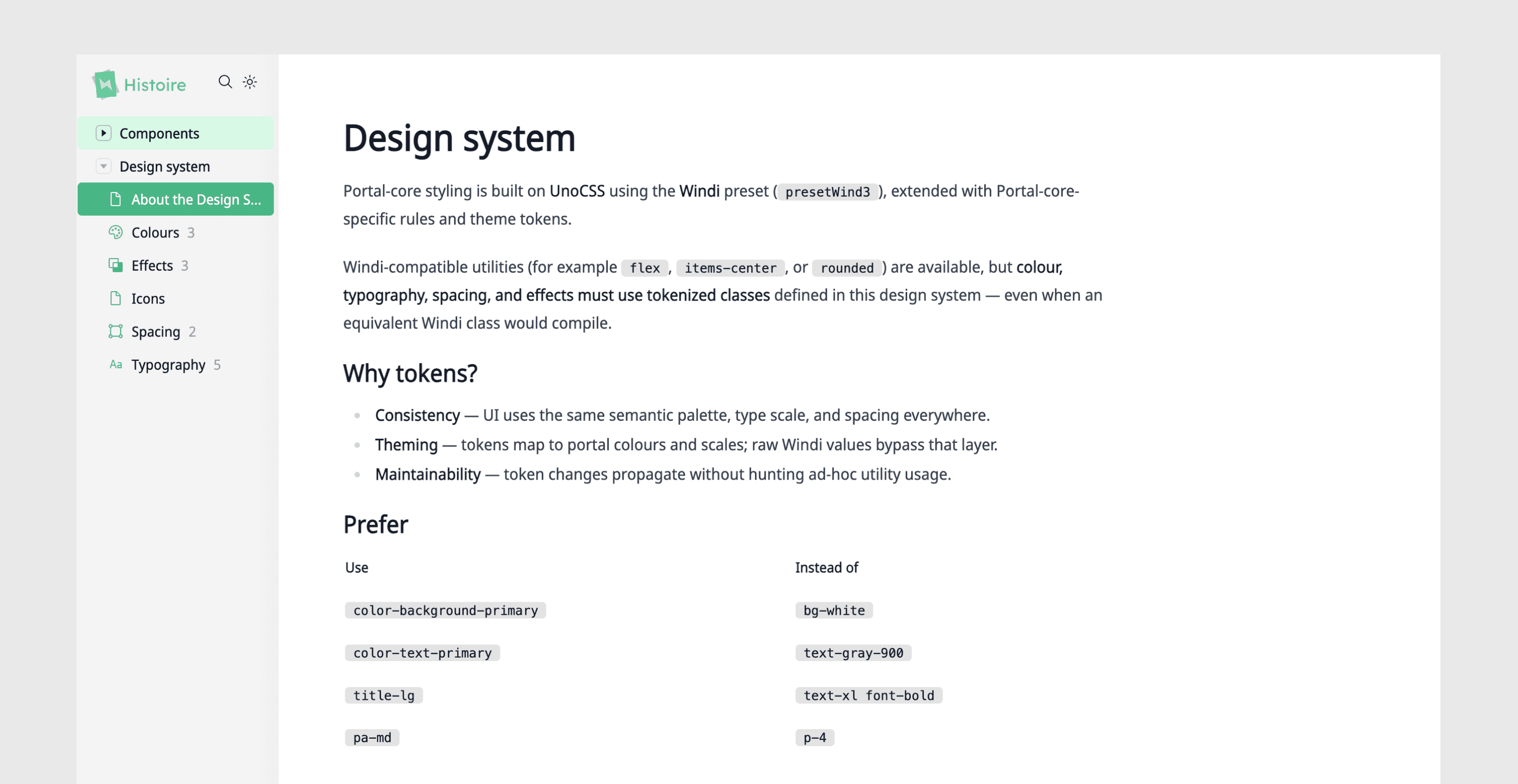 Design tokens and reusable portal components