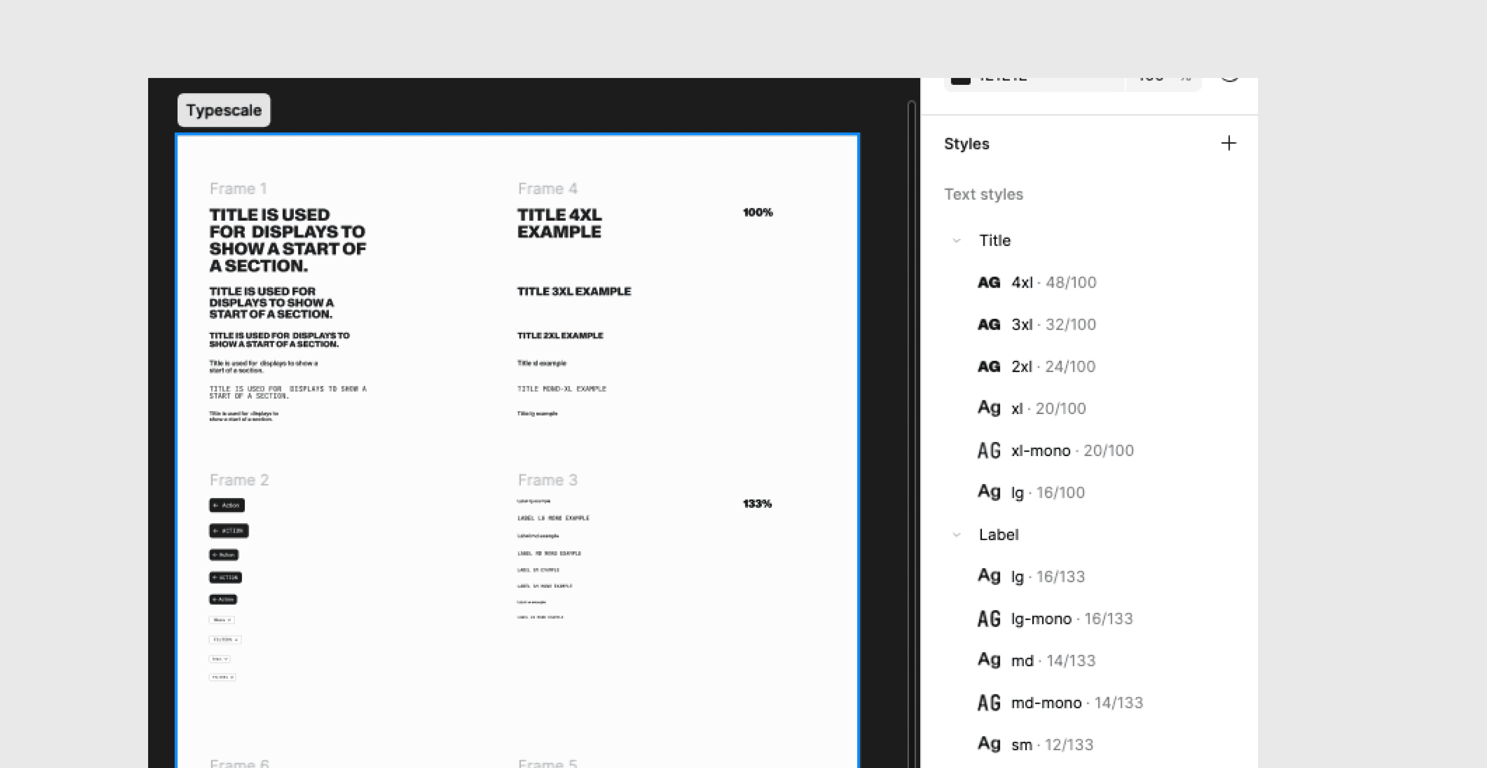 Portal typography scale and corresponding Figma text styles