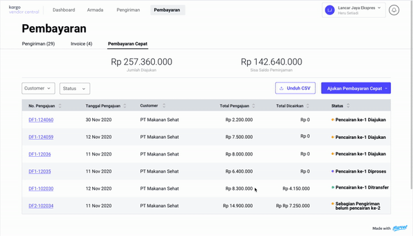 Animated walkthrough of the Quick Payment dashboard